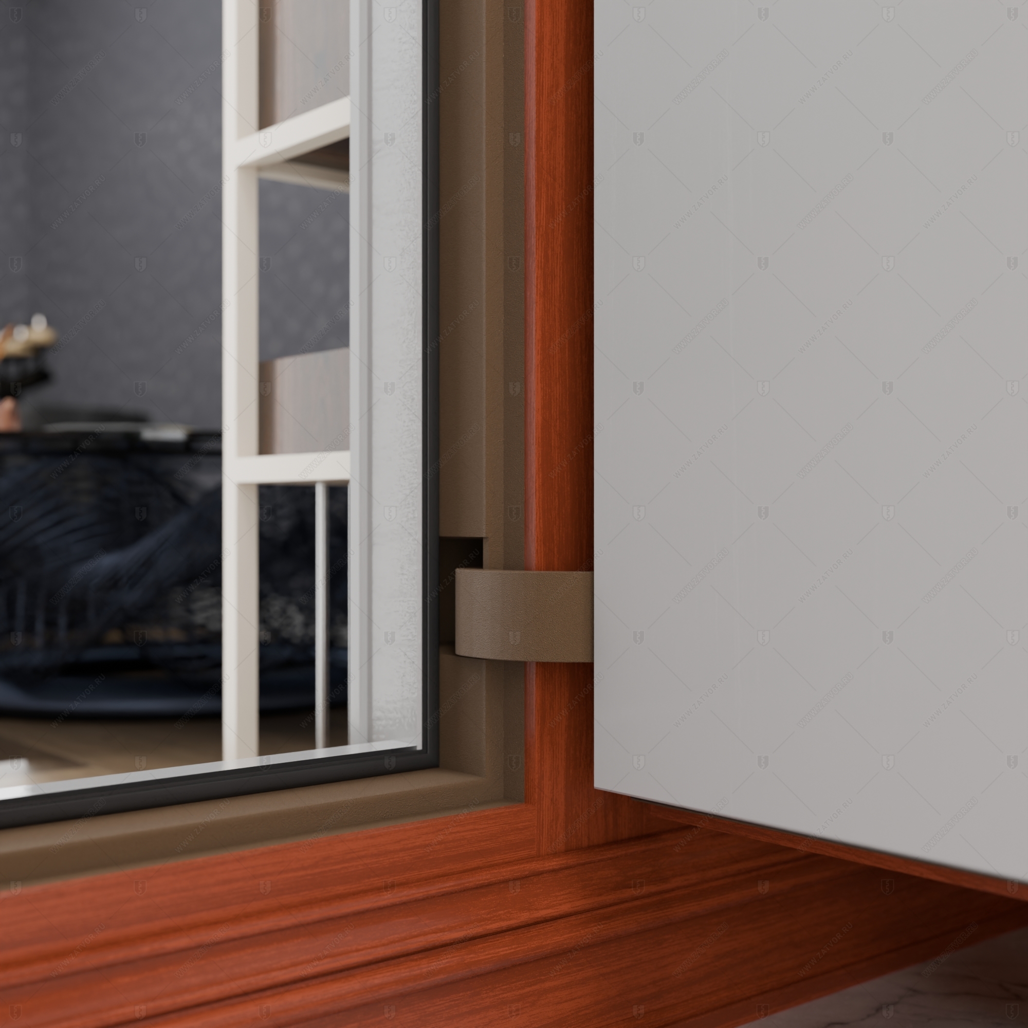 Скрытая (потайная) дверь "Электра" БАСТИОН-1 с наружной панелью из зеркала_9