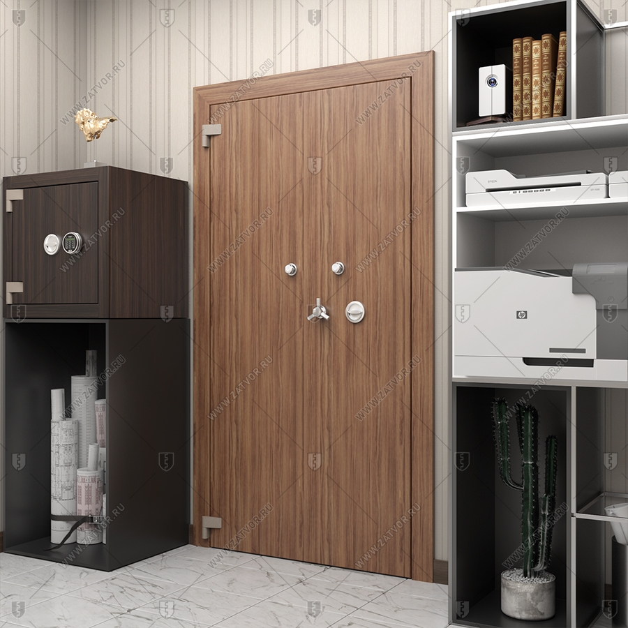 Внутренняя скрытая дверь "Теллура" БАСТИОН-3 в потайное помещение, замаскированная за книжными полками_5