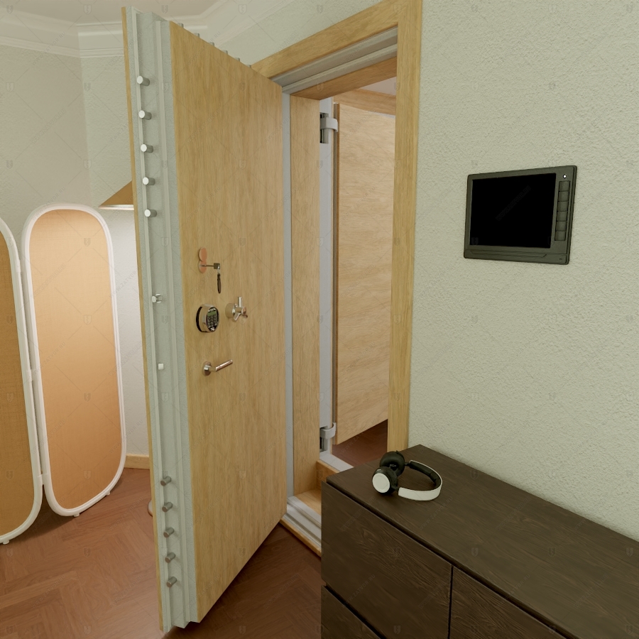 Комплект из двух дверей: Внутренняя дверь "Тифей" БАСТИОН-3 и скрытая дверь "Фита" СуперЛюкс с наружной панелью из зеркала_7