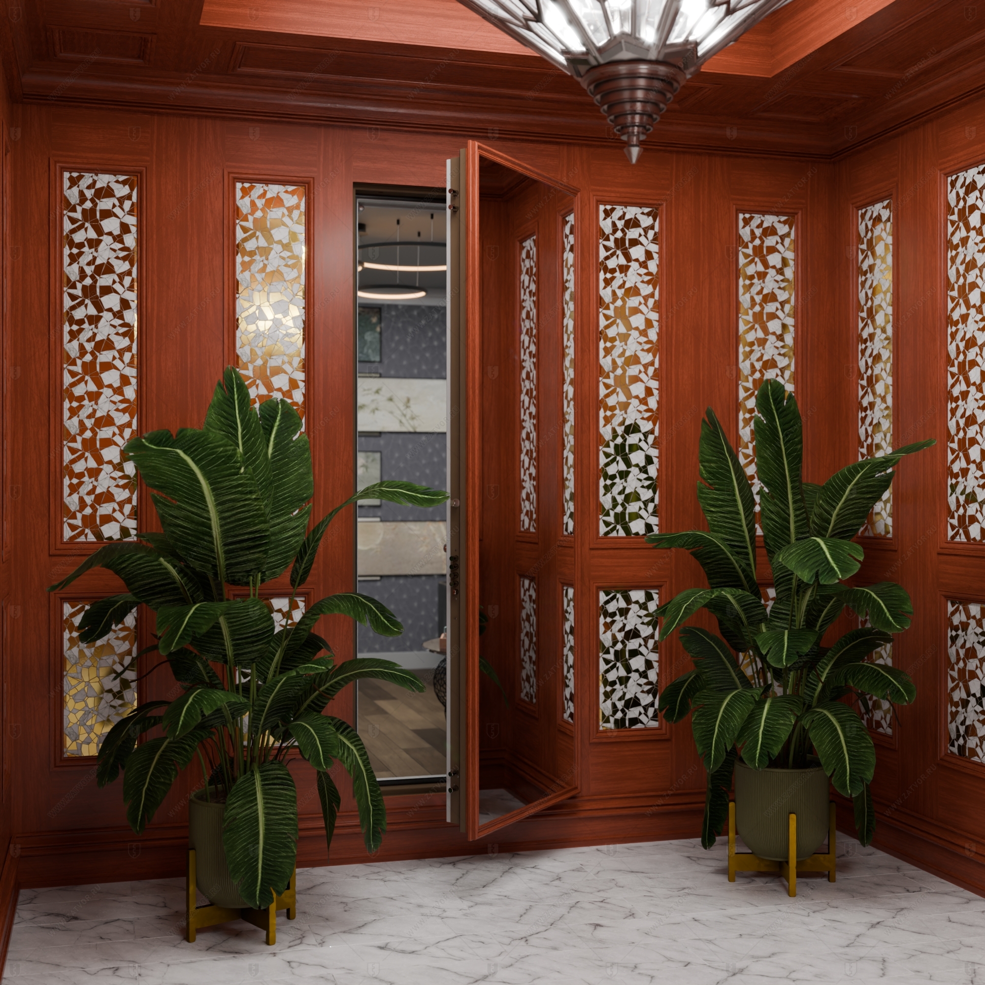 Скрытая (потайная) дверь "Электра" БАСТИОН-1 с наружной панелью из зеркала_6