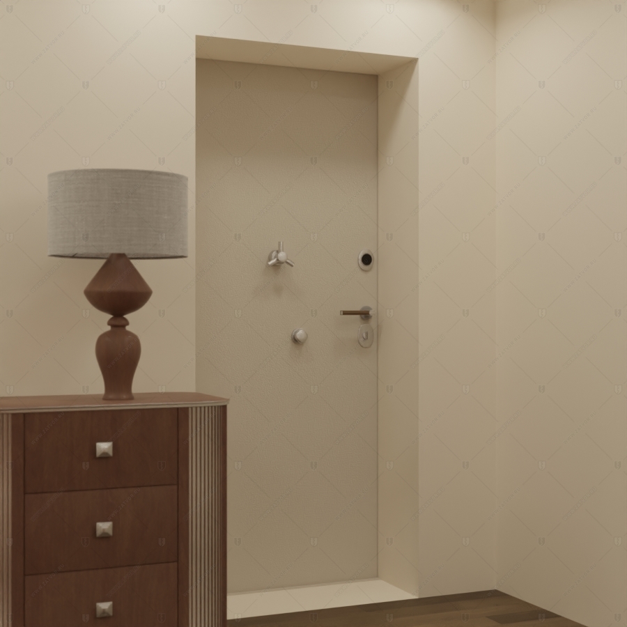 Скрытая (потайная) бронированная дверь "Кронос" БАСТИОН-3 с наружной панелью из керамической плитки_5