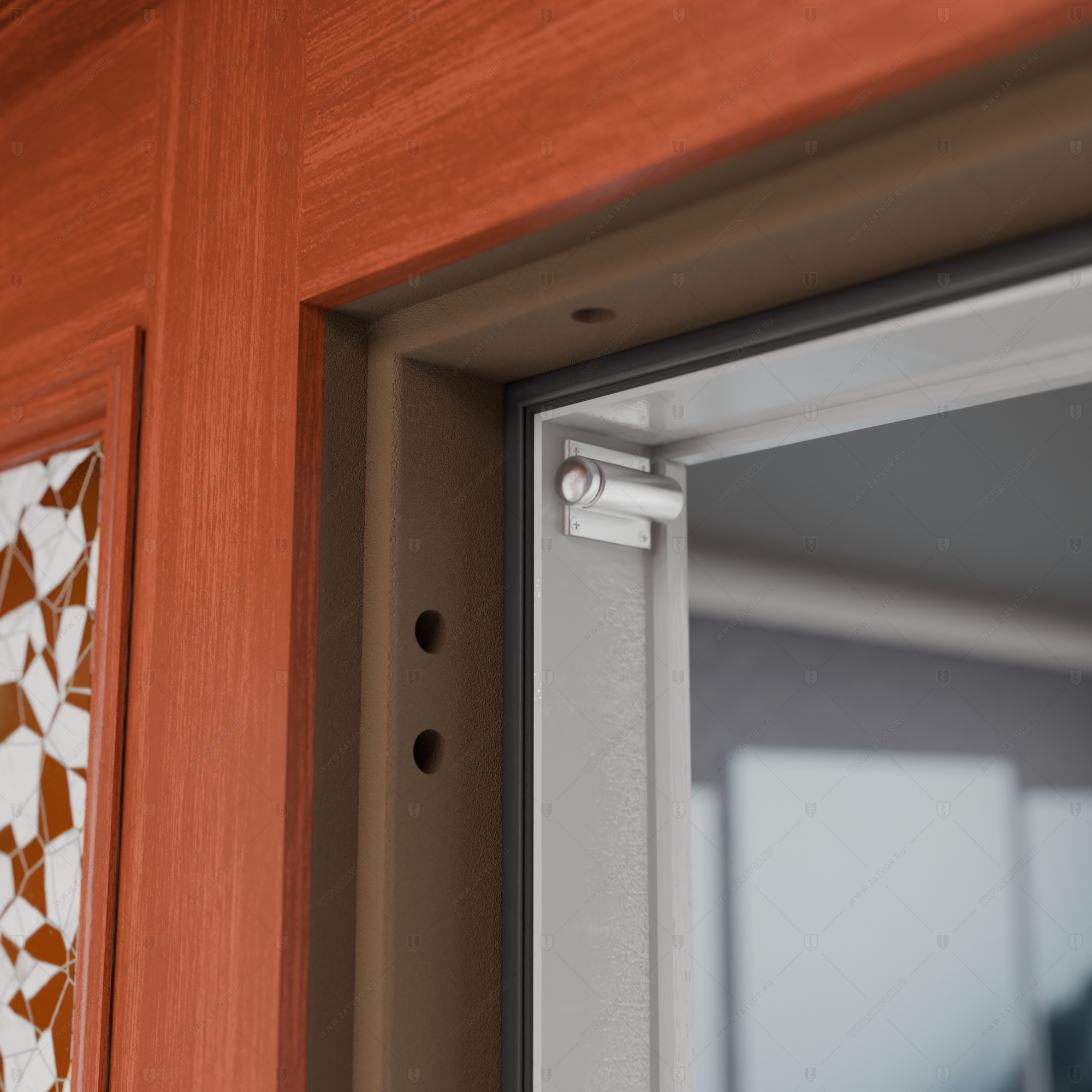 Скрытая (потайная) дверь "Электра" БАСТИОН-1 с наружной панелью из зеркала_10