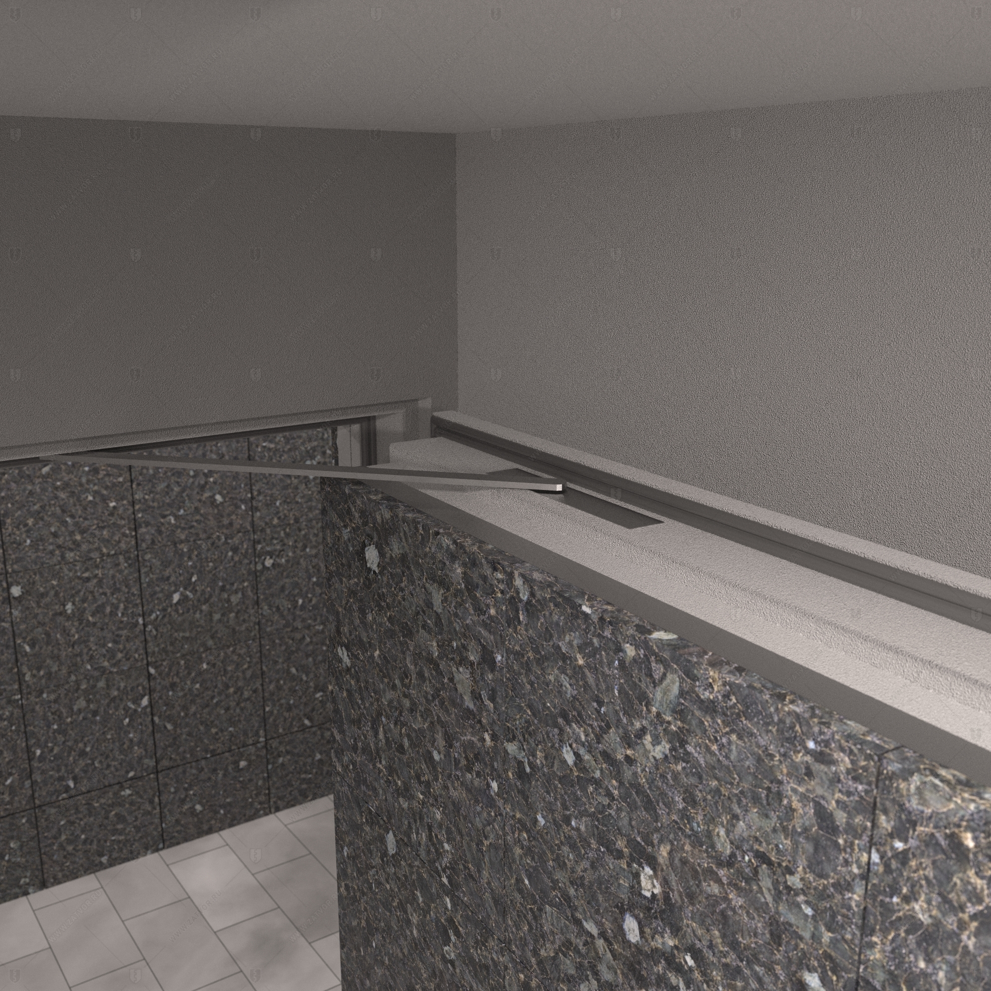 Скрытая (потайная) взломостойкая дверь "Гоплодам" БАСТИОН-1 с наружной панелью из керамической плитки_9