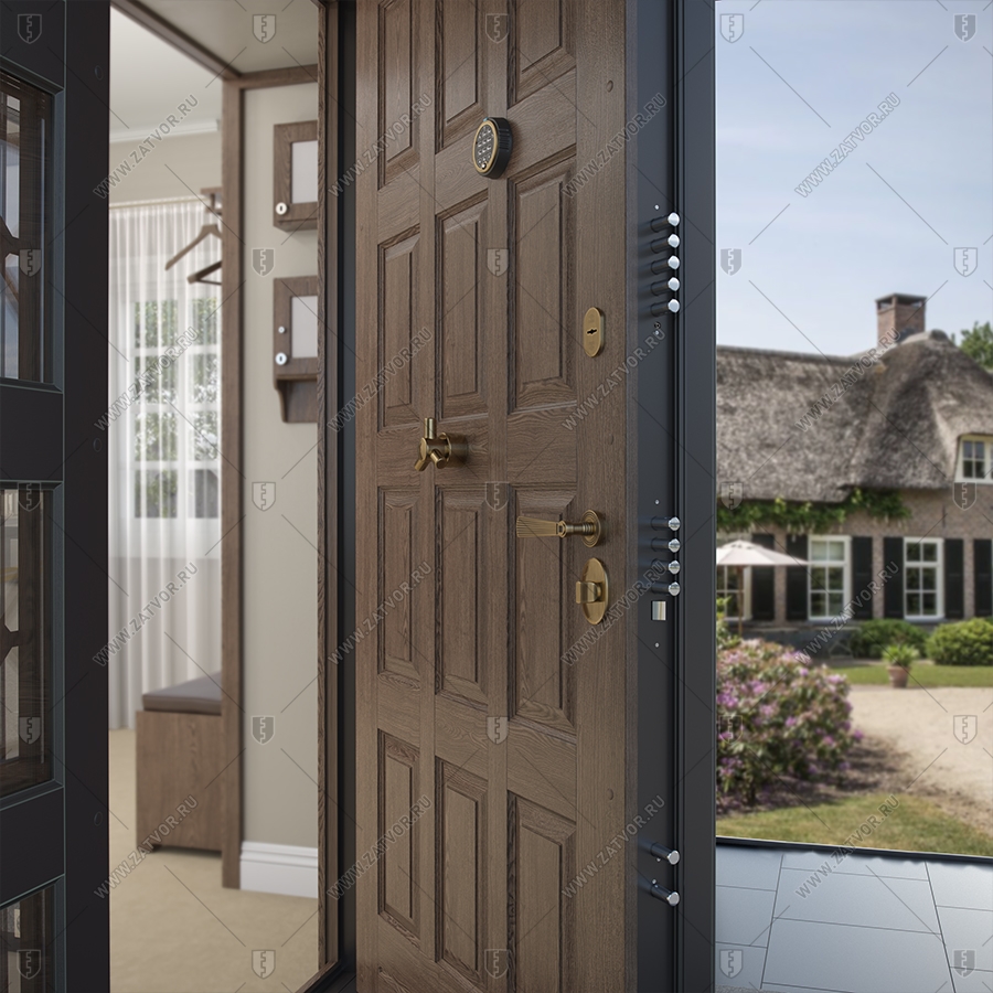 Входная группа в коттедж со стёклами и решётками "Эффракоридон" БАСТИОН-3_9