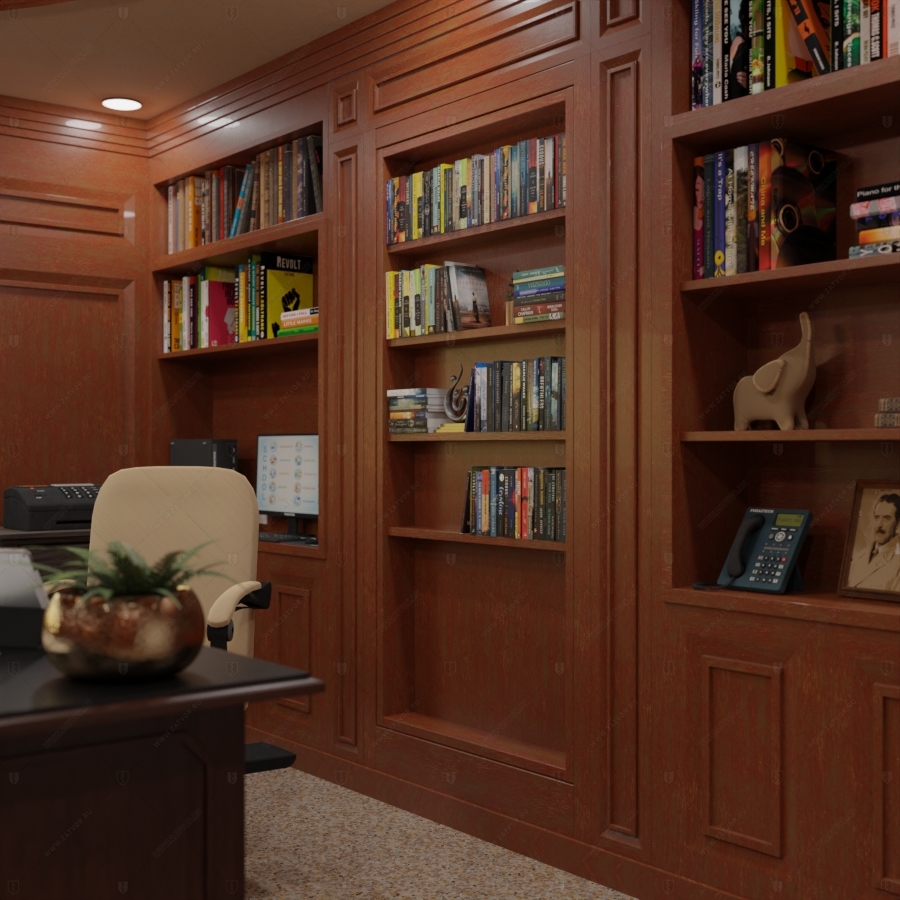 Скрытая дверь "Зеве" СуперЛюкс с панелью в виде книжного шкафа_4