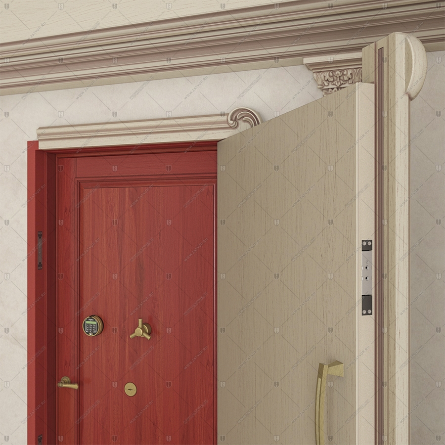 Комплект из двух дверей: Внутренняя дверь "Афон" БАСТИОН-3 и скрытая дверь "Омикрон" СуперЛюкс с наружной панелью из зеркала_10