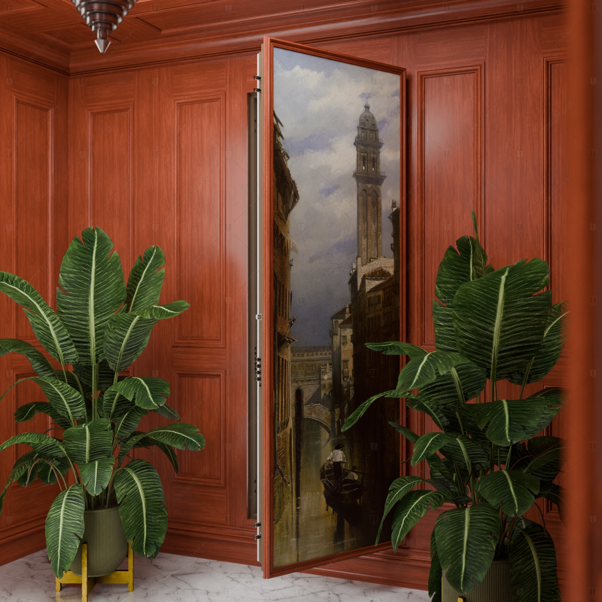 Скрытая (потайная) дверь "Электра" БАСТИОН-1 с наружной панелью из зеркала_12