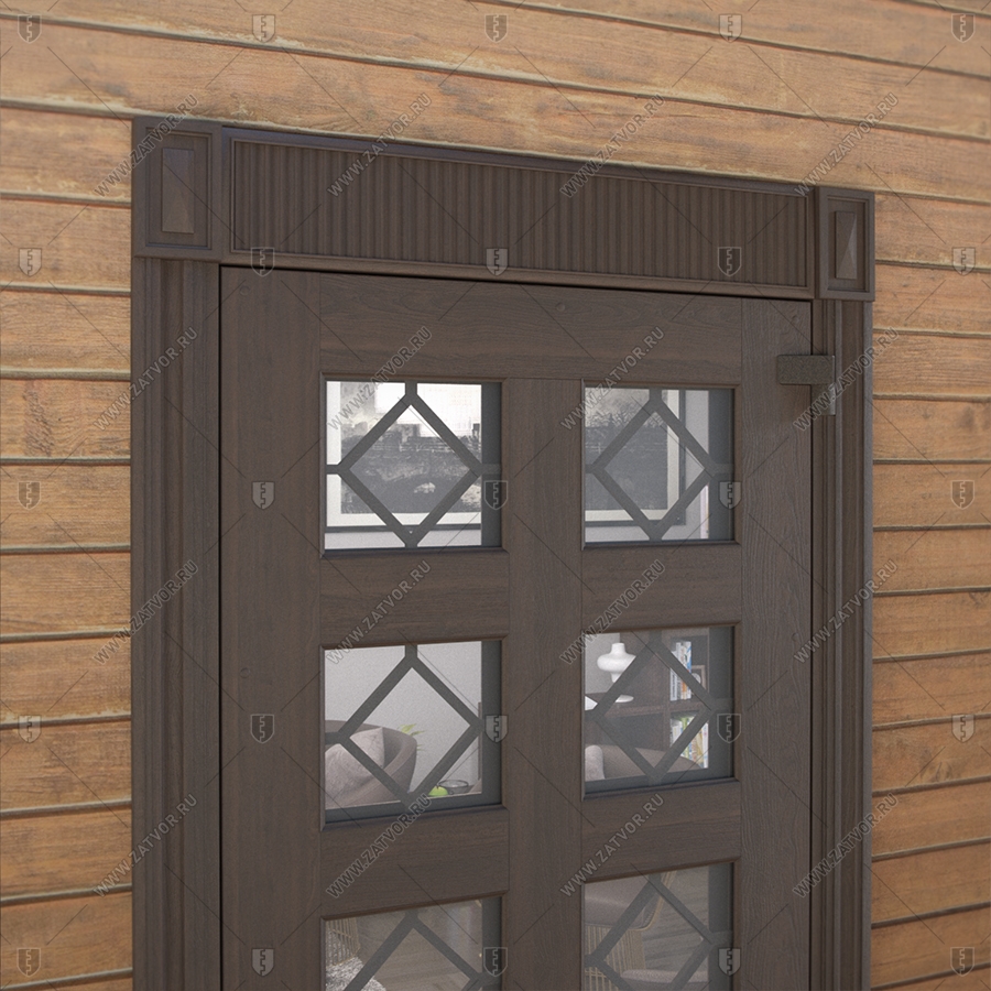 Входная группа в коттедж со стёклами и решётками "Порфирион" БАСТИОН-3_10