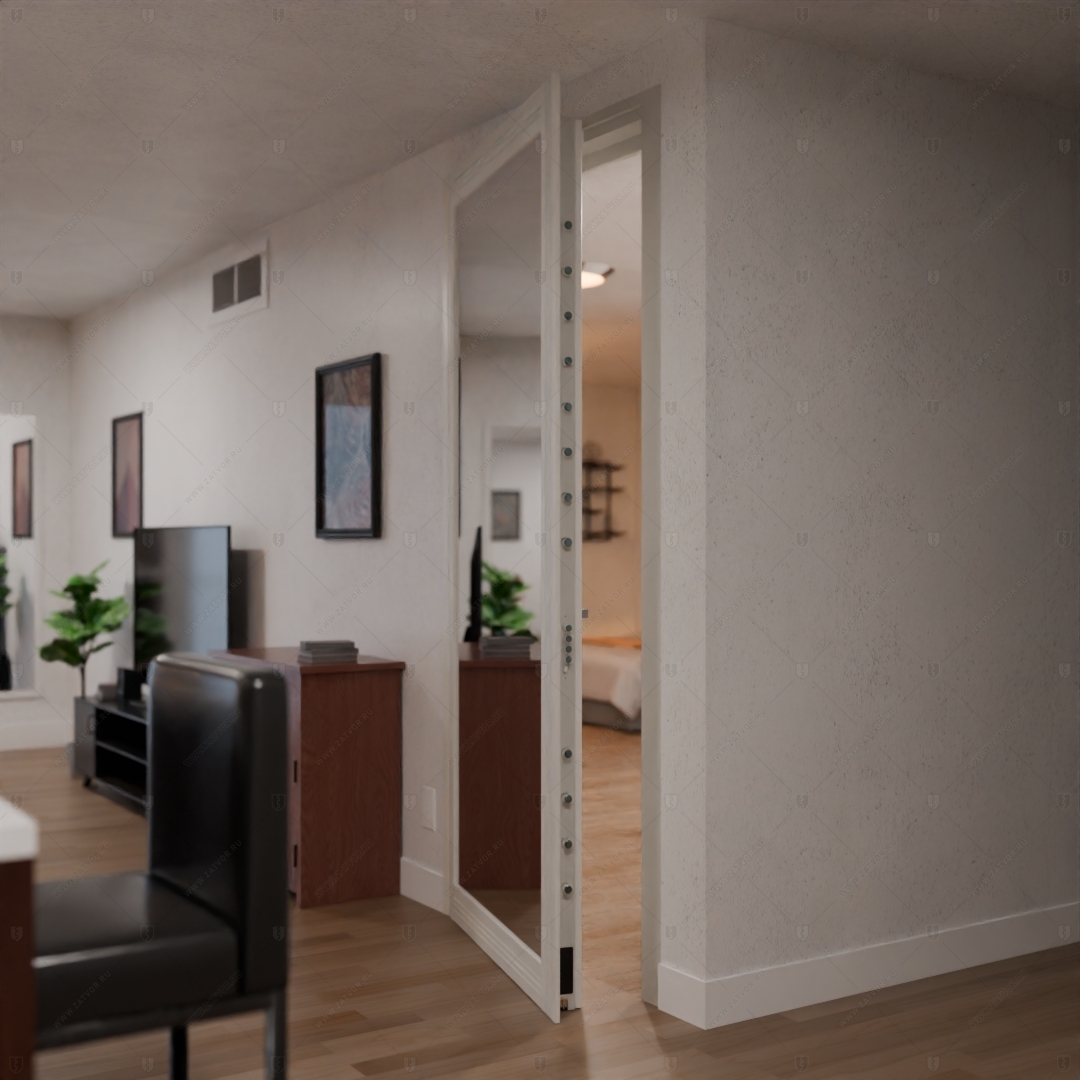 Скрытая дверь "Эос" БАСТИОН-1 с панелью в виде зеркала_6