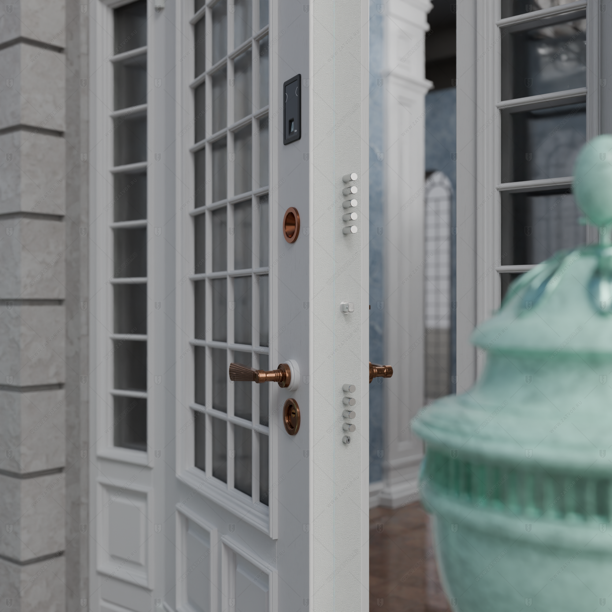 Входная группа в коттедж со стёклами и решётками "Камена" БАСТИОН-3_13