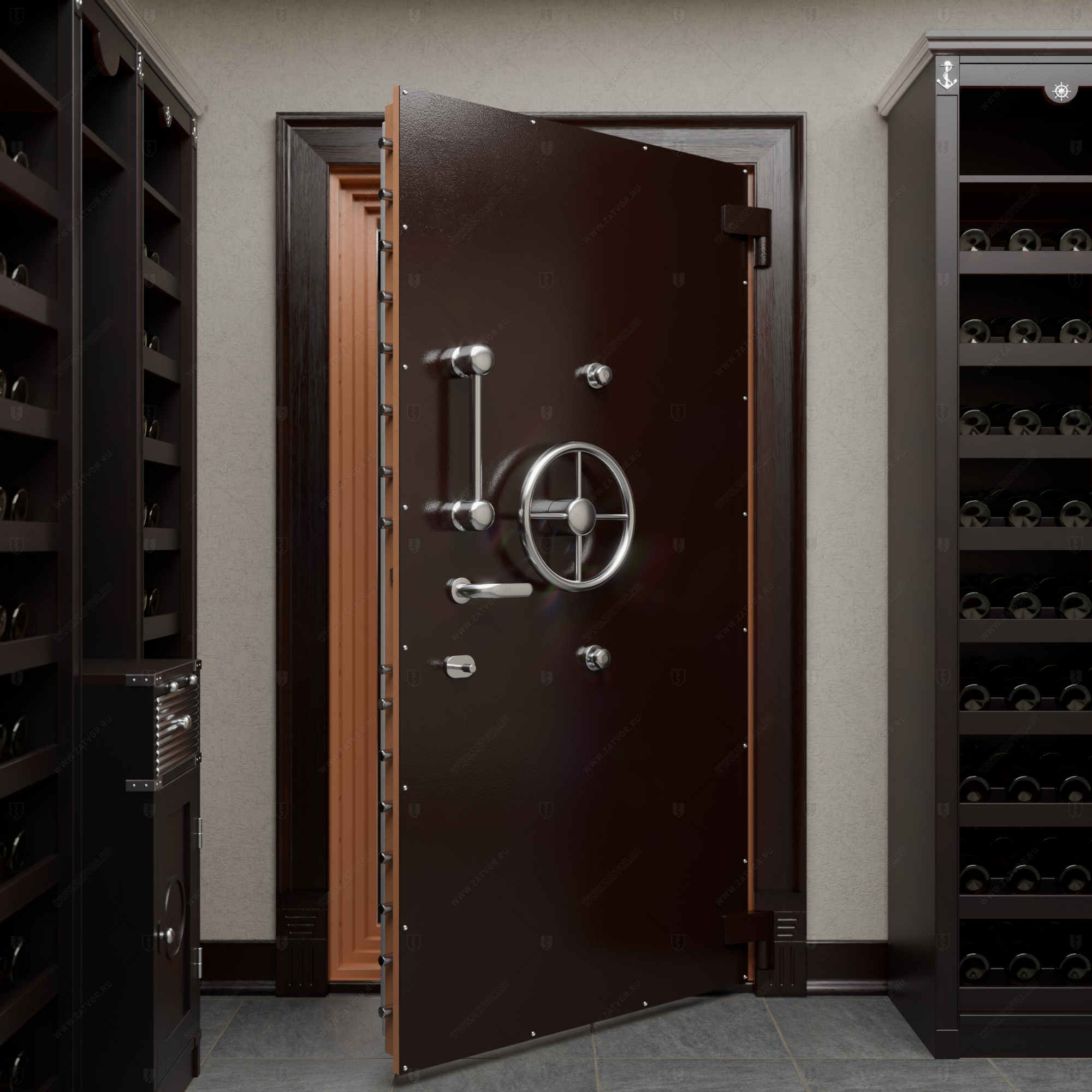 Пожаростойкая бронированная внутренняя стальная дверь "Сомн" БАСТИОН-5_7