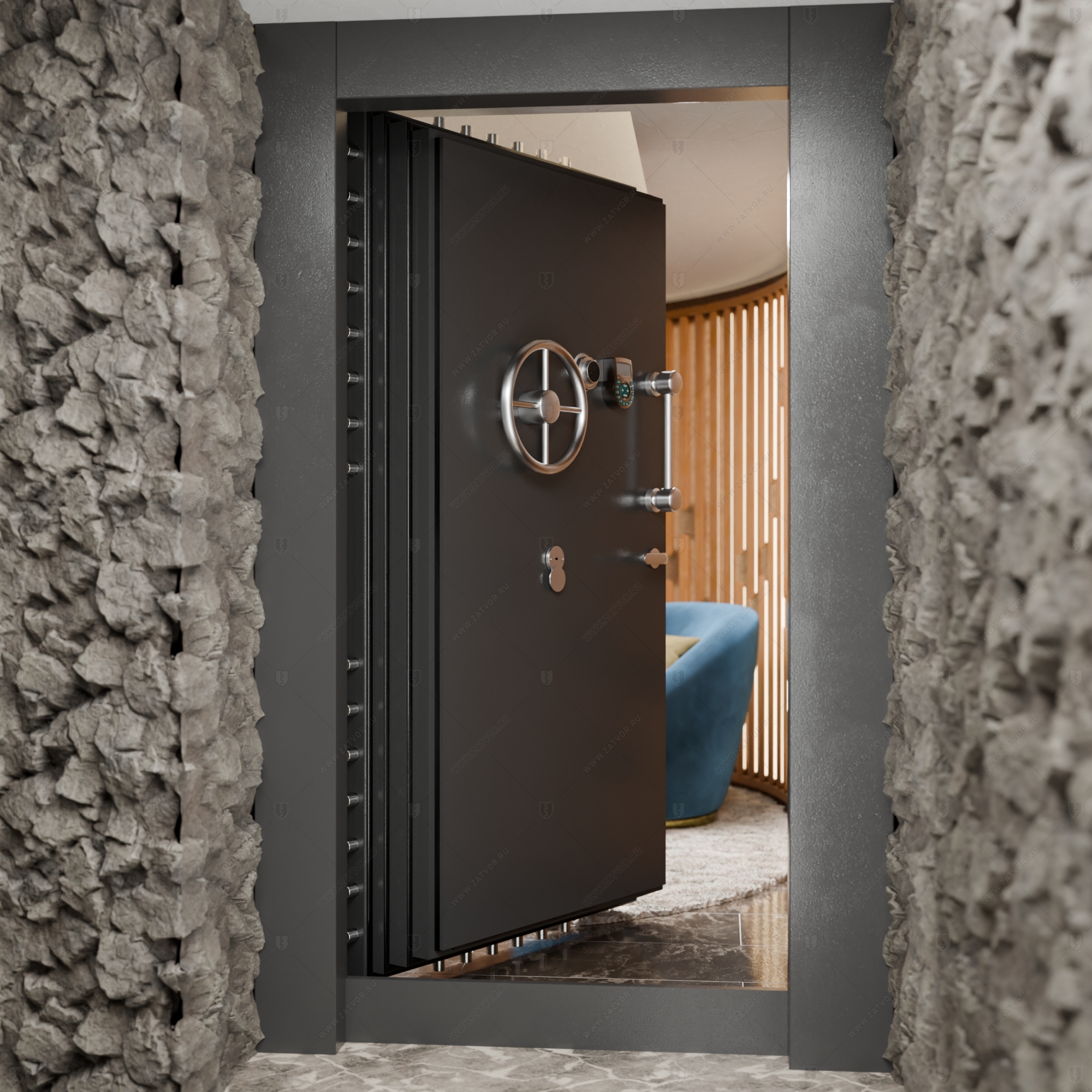 Пожаростойкая бронированная внутренняя стальная дверь "Акесид" БАСТИОН-8_6