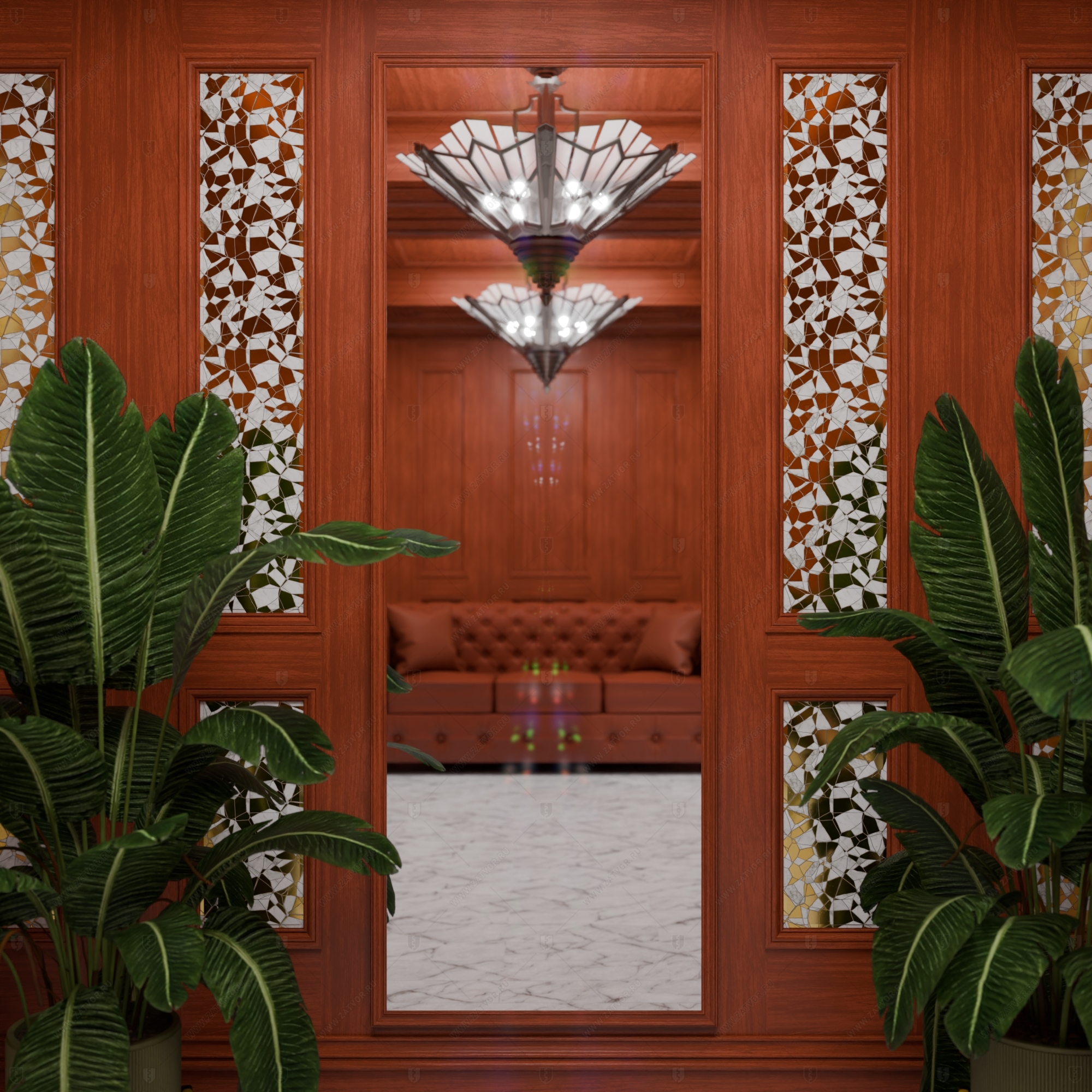 Скрытая (потайная) дверь "Электра" БАСТИОН-1 с наружной панелью из зеркала_2