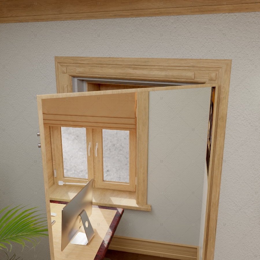 Скрытая дверь "Фита" СуперЛюкс с наружной панелью из зеркала_4