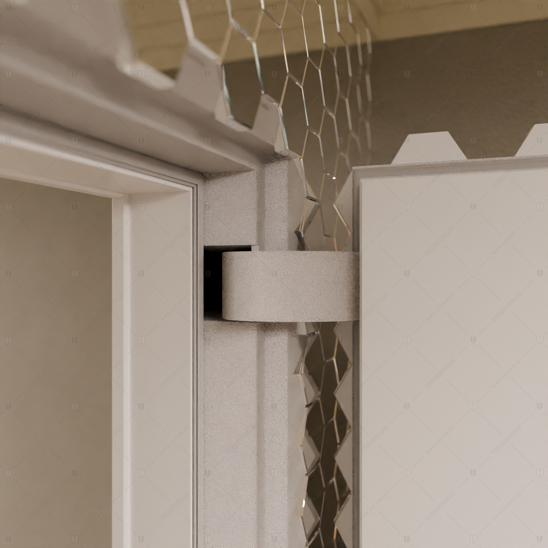 Скрытая (потайная) дверь "Панопт" БАСТИОН-1 с наружной панелью из зеркальной плитки_8