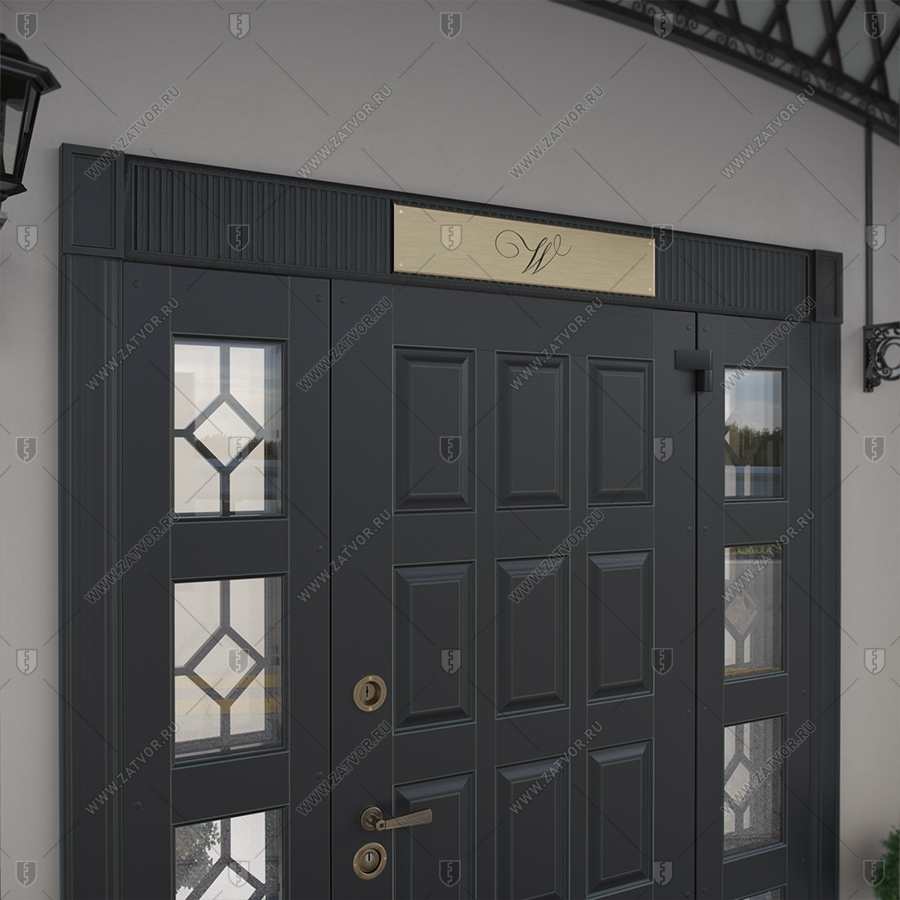 Входная группа в коттедж со стёклами и решётками "Эффракоридон" БАСТИОН-3_10