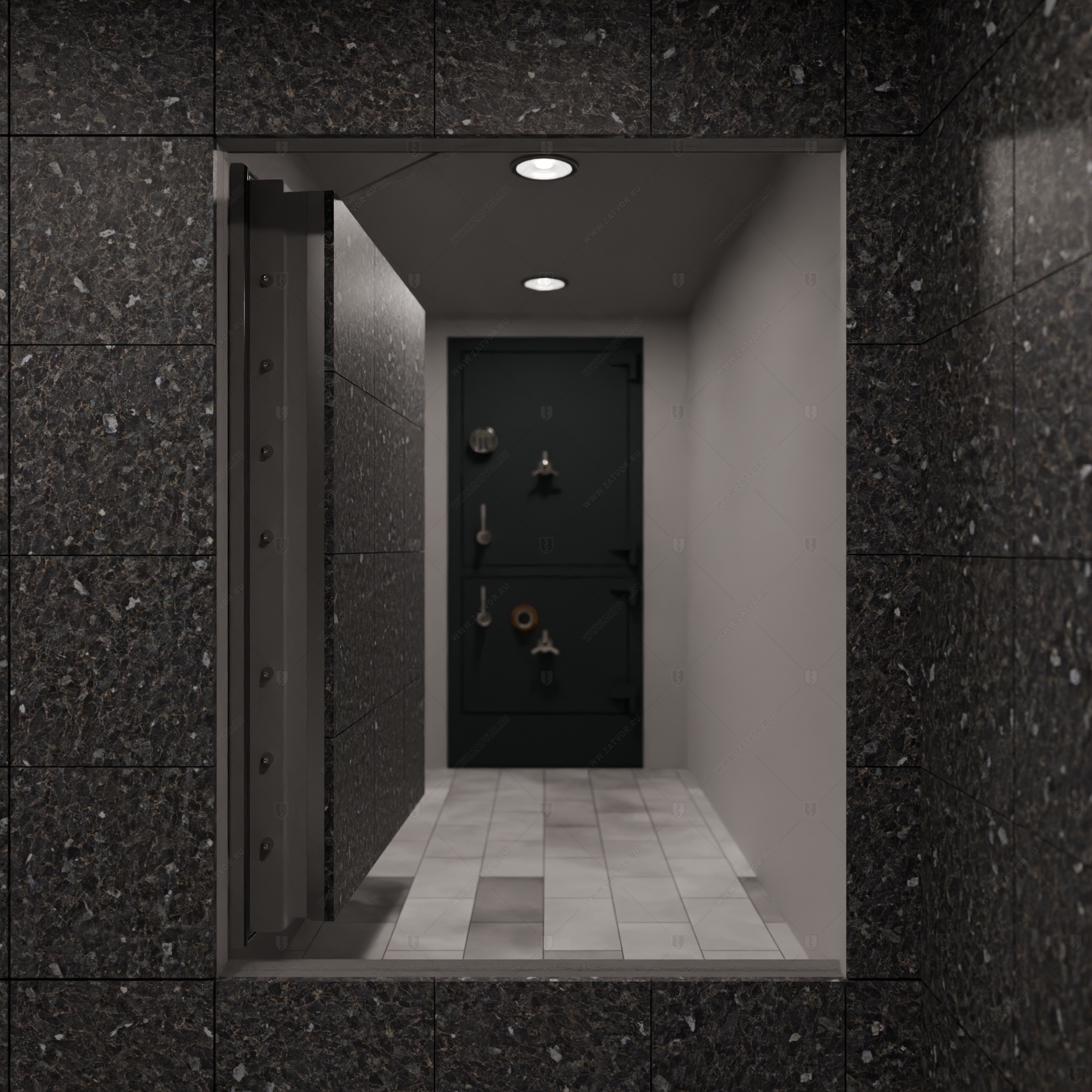 Скрытая (потайная) взломостойкая дверь "Гоплодам" БАСТИОН-1 с наружной панелью из керамической плитки_4