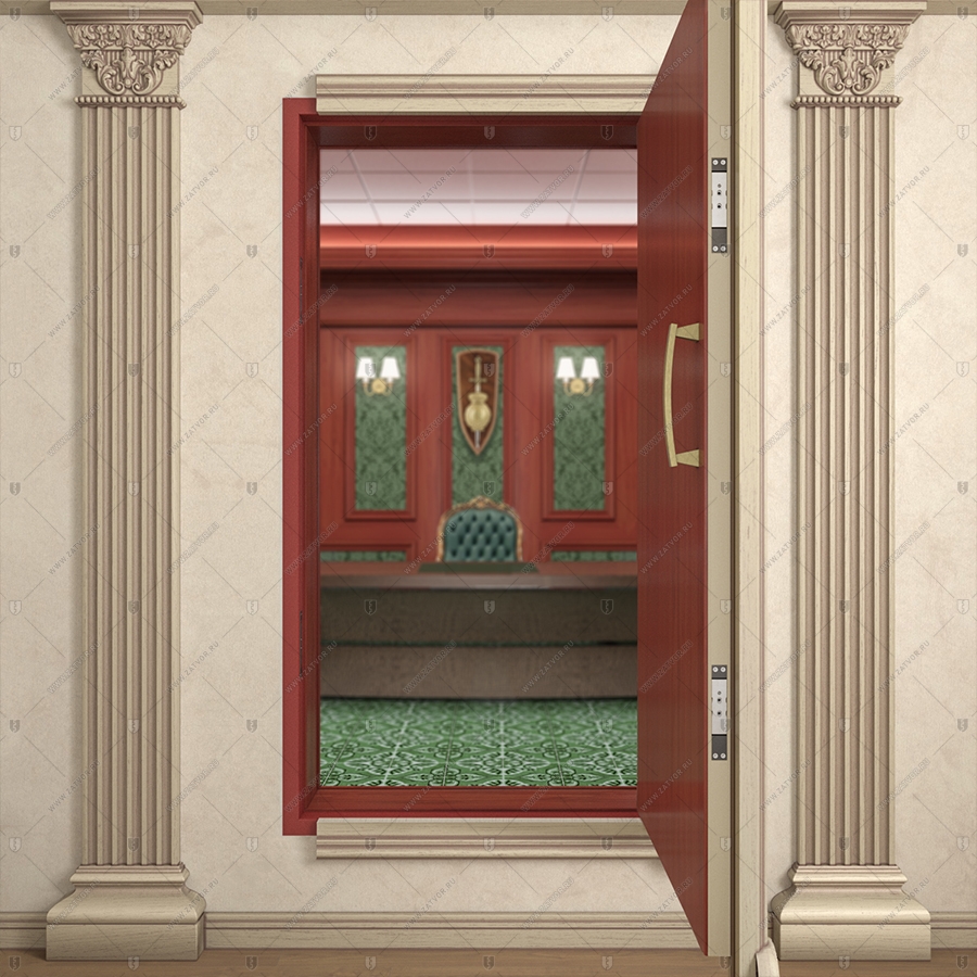 Скрытая дверь "Омикрон" СуперЛюкс с наружной панелью из зеркала_9