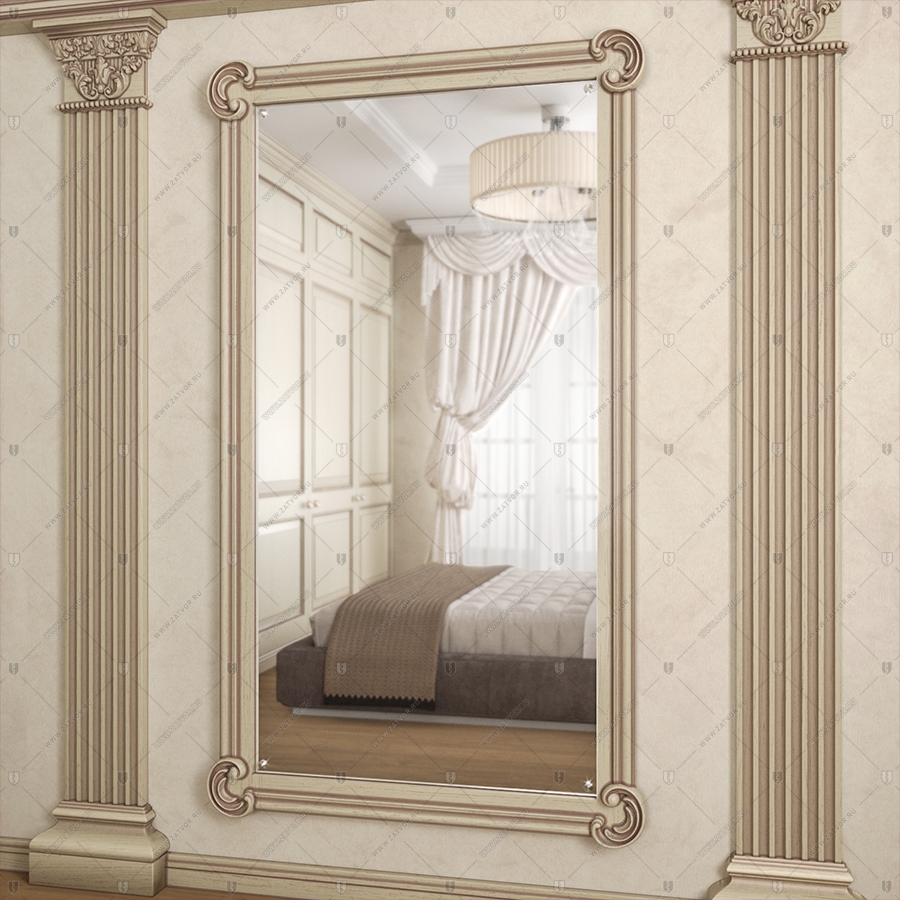 Скрытая дверь "Омикрон" СуперЛюкс с наружной панелью из зеркала_4