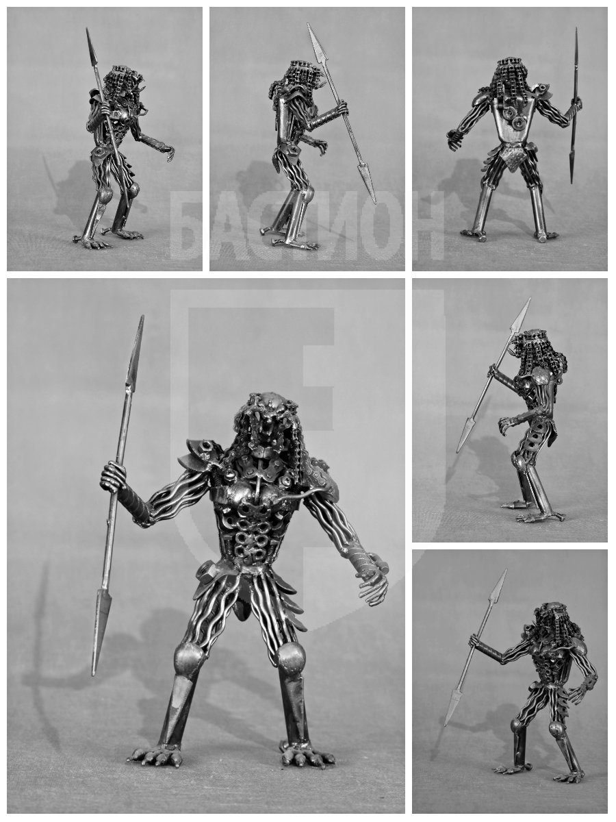 Металлическая декоративная фигурка "Чужой с копьём"_0