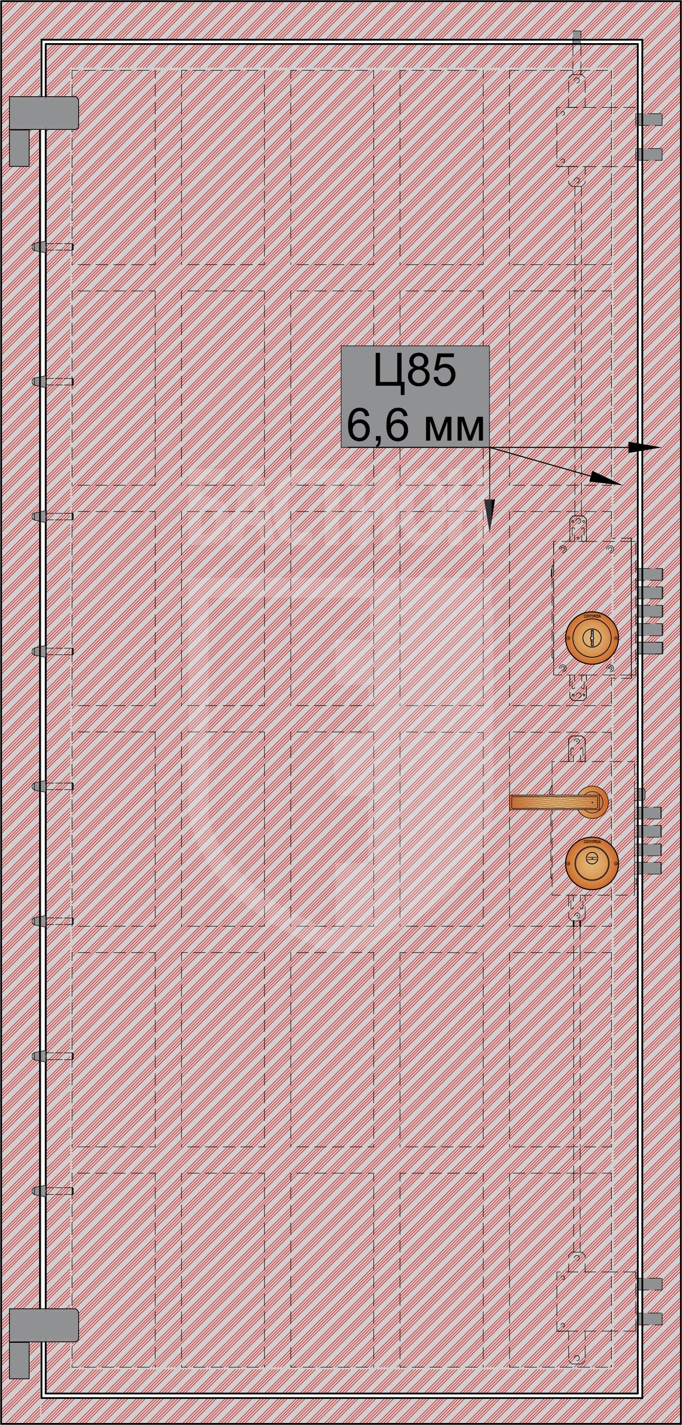 Защита створки и рамы пулестойкой сталью (класс BR6) 