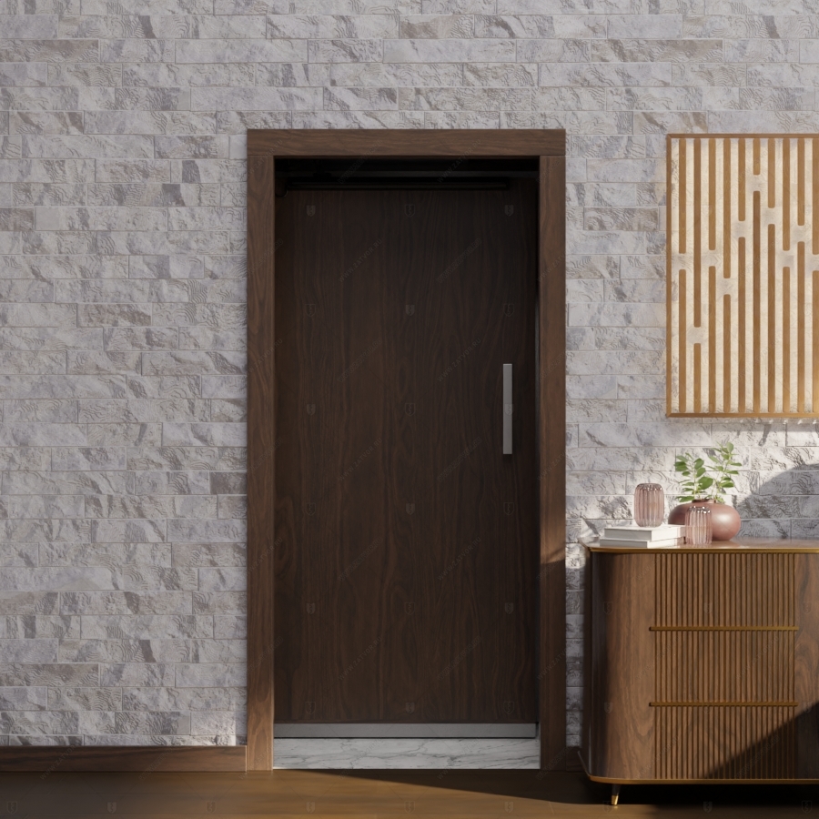 Скрытая дверь "Аргос" СуперЛюкс с панелью в виде книжного шкафа_1