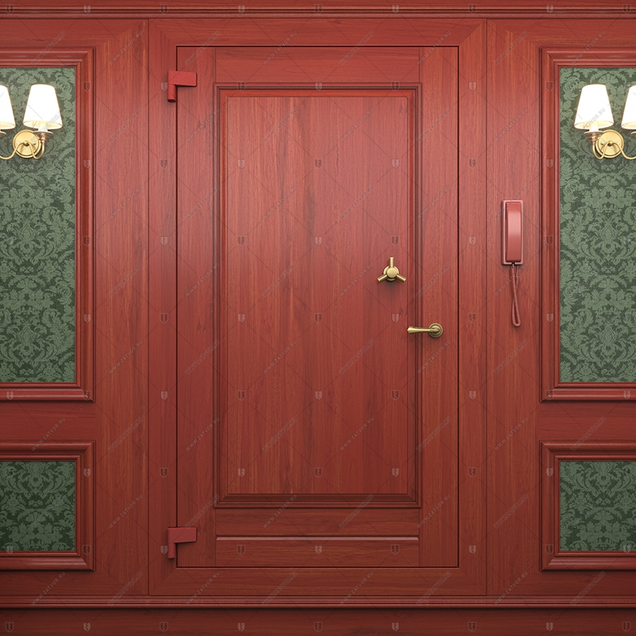 Комплект из двух дверей: Внутренняя дверь "Афон" БАСТИОН-3 и скрытая дверь "Омикрон" СуперЛюкс с наружной панелью из зеркала_1