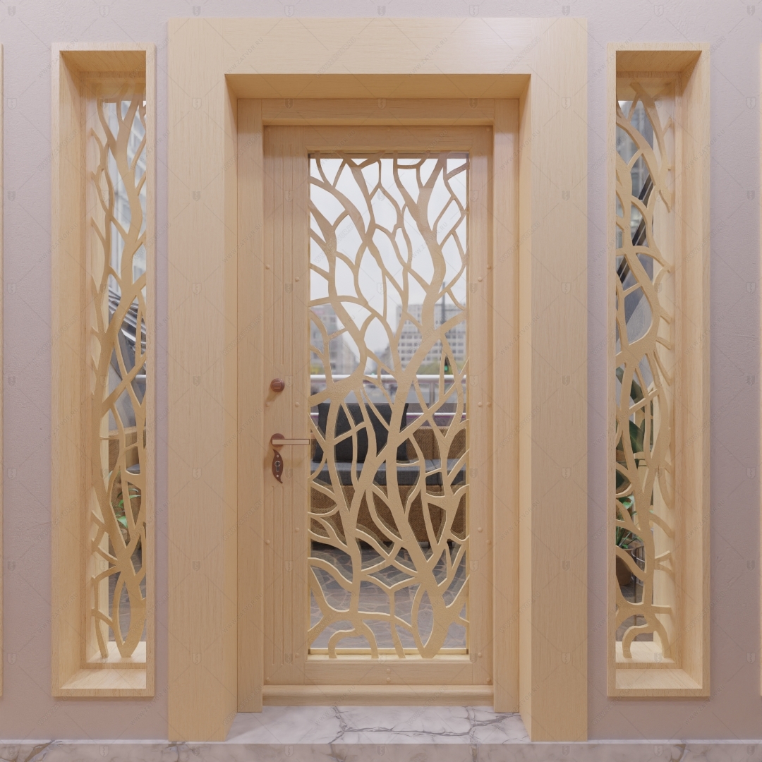 Взломостойкая входная дверь "Тейя" БАСТИОН-1 со стеклом и решеткой_1