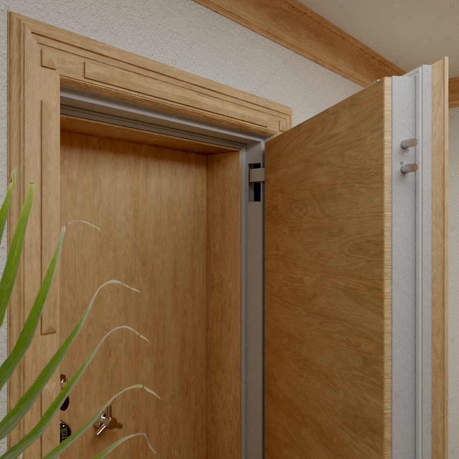 Скрытая дверь "Фита" СуперЛюкс с наружной панелью из зеркала_1