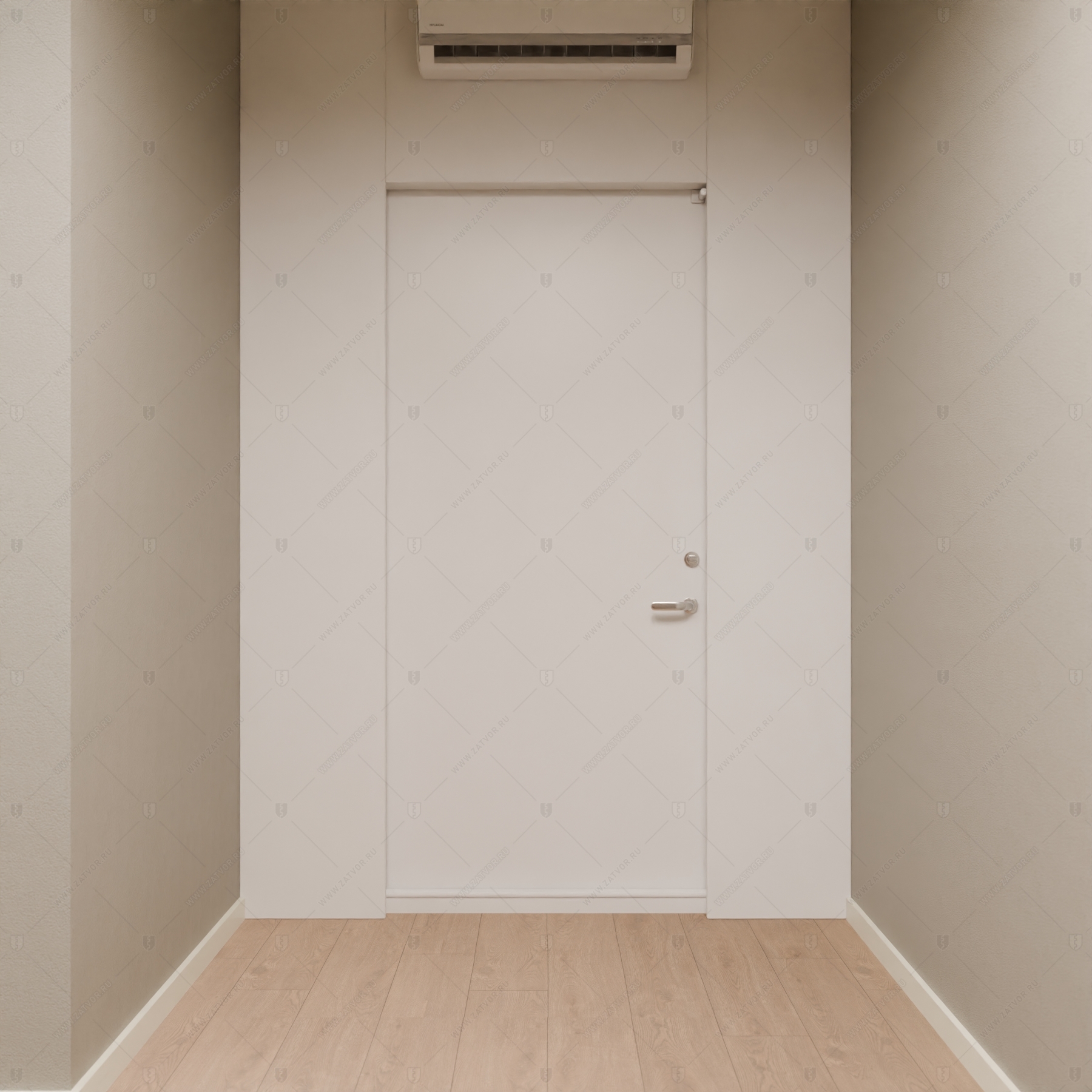 Скрытая (потайная) дверь "Панопт" БАСТИОН-1 с наружной панелью из зеркальной плитки_1