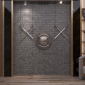 Потайная дверь "Рет" БАСТИОН-3, облицованная кирпичом _0