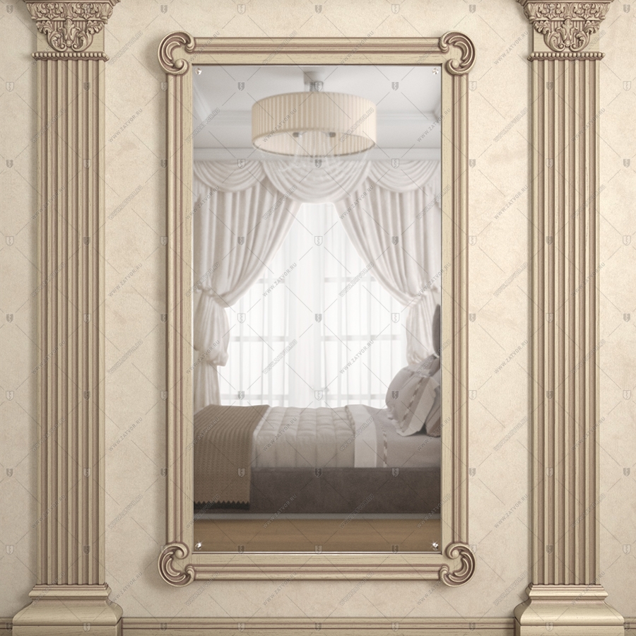 Комплект из двух дверей: Внутренняя дверь "Афон" БАСТИОН-3 и скрытая дверь "Омикрон" СуперЛюкс с наружной панелью из зеркала_0